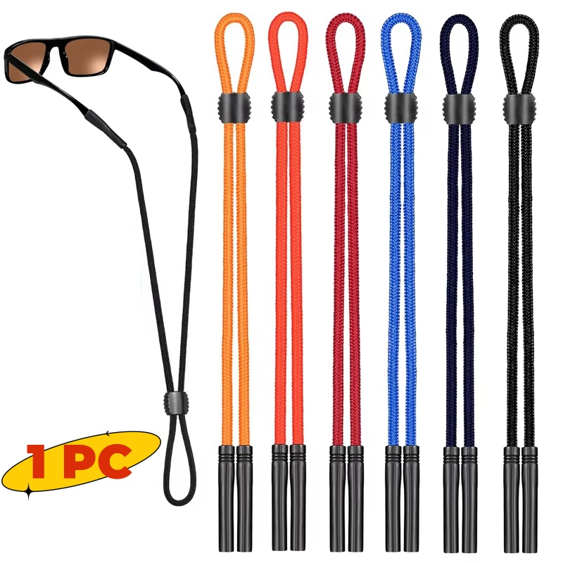 Sunglass Retainer Cord - สายคล้องแว่นตาสำหรับกีฬา 1 ชิ้น ที่ยึดแว่นกันแดดสำหรับผู้ชายและผู้หญิง พร้อมหัวเข็มขัดปรับได้ สายคล้องแว่นอ่านหนังสือ