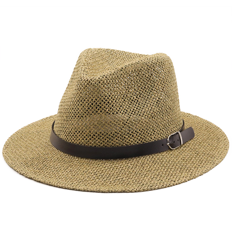 Bucket Hat Straw - Simple Jazz ปานามาหมวกเข็มขัดฤดูร้อน Sun หมวกสำหรับหมวกผู้หญิงชายหาด Sombrero