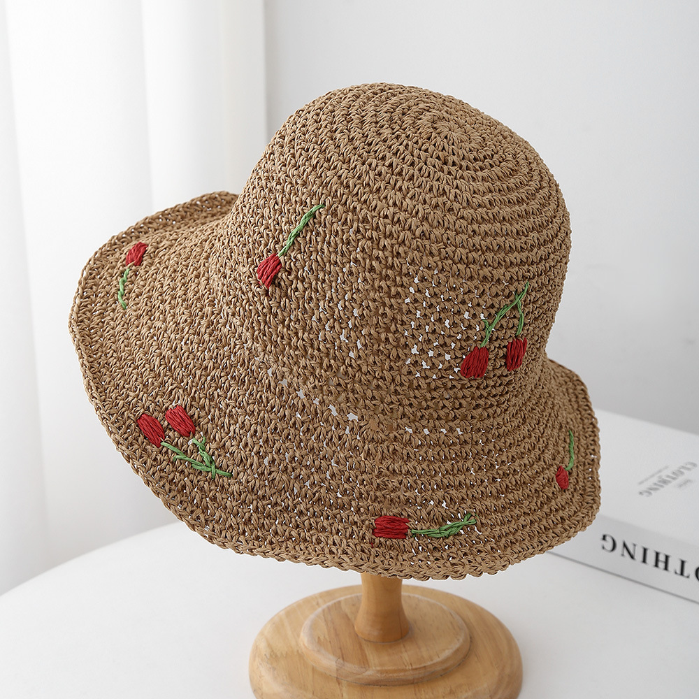 หมวกฤดูร้อนสําหรับผู้หญิงหมวกเ - Bucket Hat Straw บทวิจารณ์และราคา