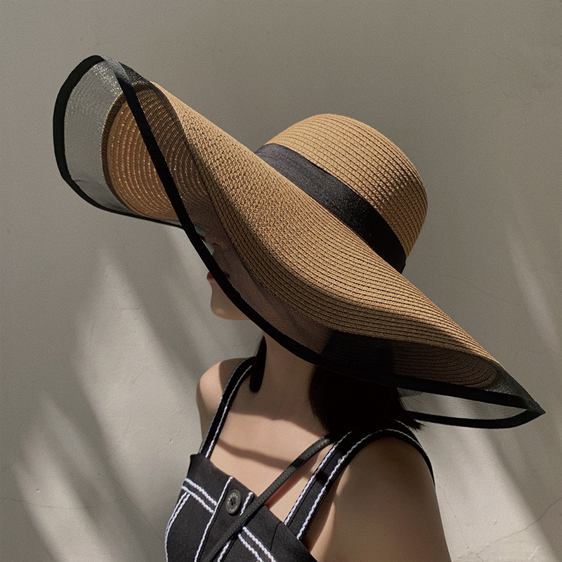 ผู้หญิงหมวกดวงอาทิตย์ชายคาใหญ่ - Bucket Hat Straw บทวิจารณ์และราคา